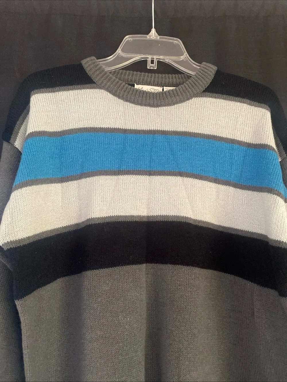 Vintage 90’s The Men's Store Gray Crewneck Sweater with Blue and White Stripes